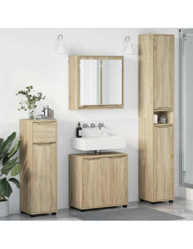 Set di mobili per il bagno con cassetto 4 pcs Rovere Sonoma