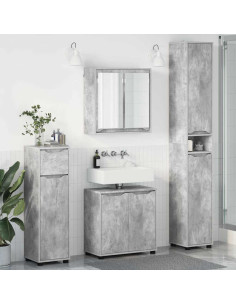 Set di mobili per il bagno con cassetto 4 pcs Grigio cemento