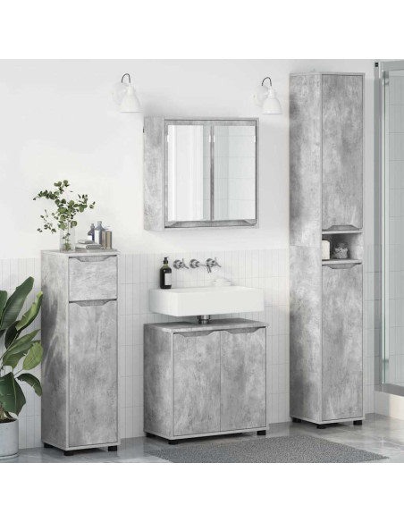 Set di mobili per il bagno con cassetto 4 pcs Grigio cemento