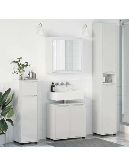 Set di mobili per il bagno con cassetto 4 pcs Bianco Lucido