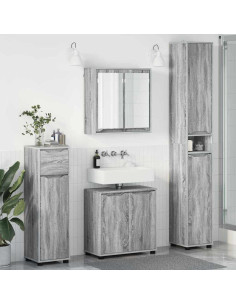 Set di mobili per il bagno con cassetto 4 pcs Grigio Sonoma