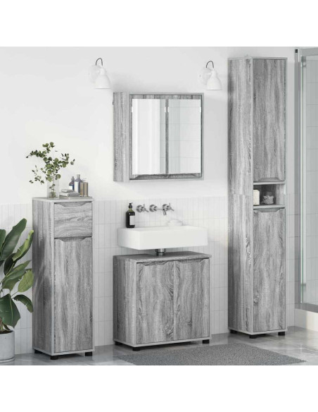 Set di mobili per il bagno con cassetto 4 pcs Grigio Sonoma
