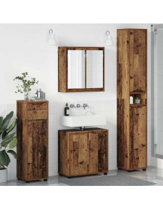 Set di mobili per il bagno con cassetto 4 pcs Legno vecchio