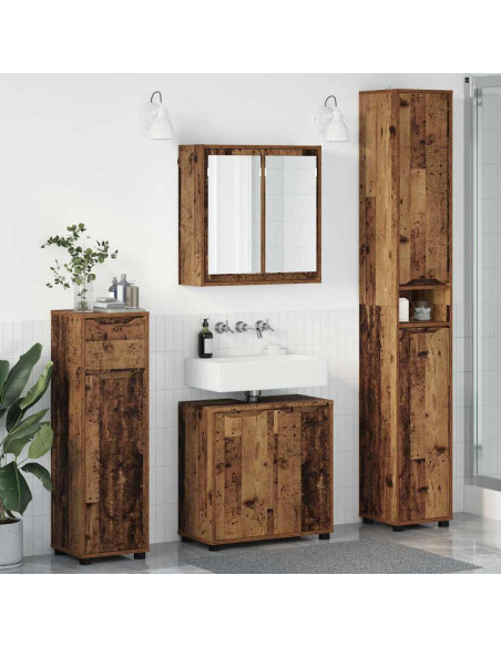 Set di mobili per il bagno con cassetto 4 pcs Legno vecchio