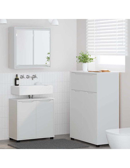 Set di mobili per il bagno 3 pcs Bianco Legno multistrato