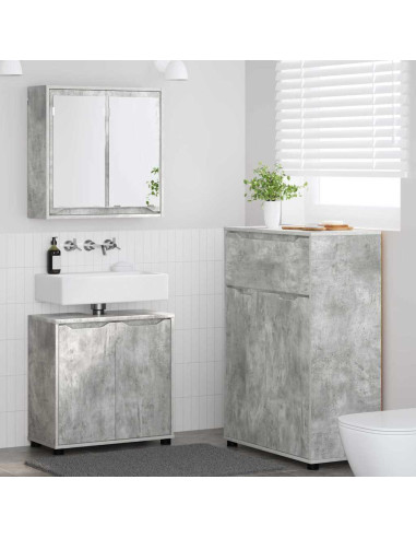 Set di mobili per il bagno con cassetto 3 pcs Grigio cemento