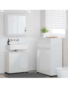 Set di mobili per il bagno con cassetto 3 pcs Bianco Lucido