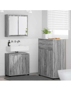 Set di mobili per il bagno con cassetto 3 pcs Grigio Sonoma