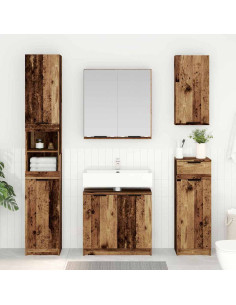 Set di Armadi da Bagno 3 pcs Legno vecchio Legno multistrato