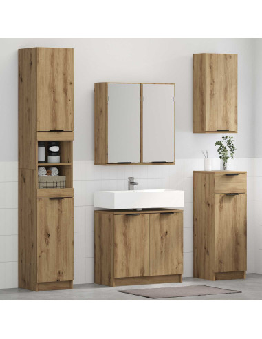 Set di mobili per il bagno con porta 5 pcs Rovere artigianale