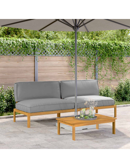 Set di divani Grigio 240 x 92 x 69 cm Legno di Acacia Massello