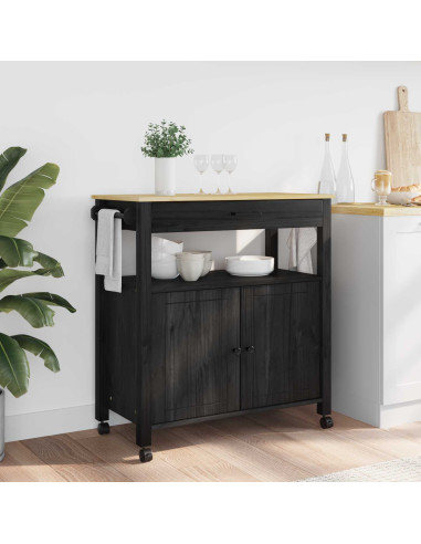 Carrello da Cucina Nero 88,5 x 40 x 48 cm