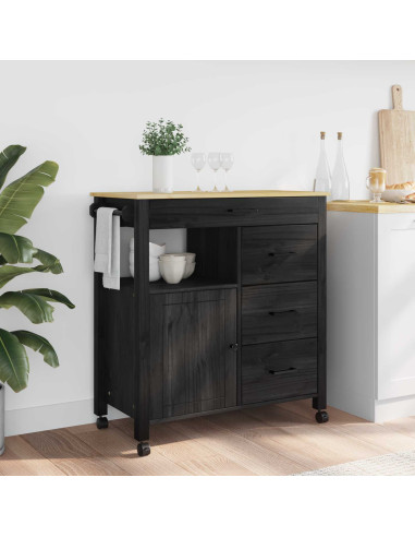 Carrello da Cucina Nero 88,5 x 40 x 84 cm