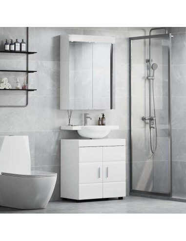 Set di mobili per il bagno con lo scaffale TULUM Bianco Lucido