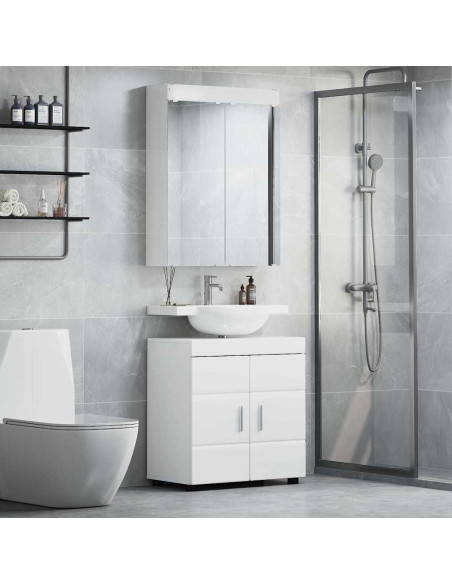 Set di mobili per il bagno con lo scaffale TULUM Bianco Lucido