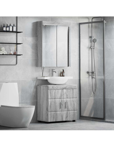 Set di mobili per il bagno con lo scaffale TULUM Grigio Sonoma