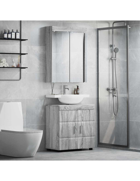 Set di mobili per il bagno con lo scaffale TULUM Grigio Sonoma