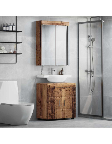 Set di mobili per il bagno con lo scaffale TULUM Legno vecchio