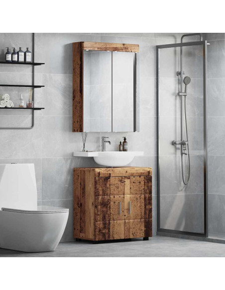 Set di mobili per il bagno con lo scaffale TULUM Legno vecchio