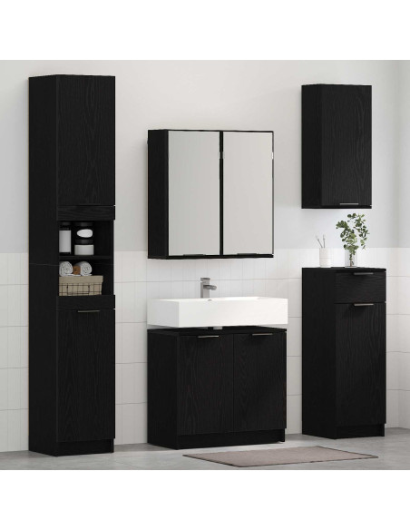 Set di mobili per il bagno 5 pcs Rovere Nero Legno multistrato