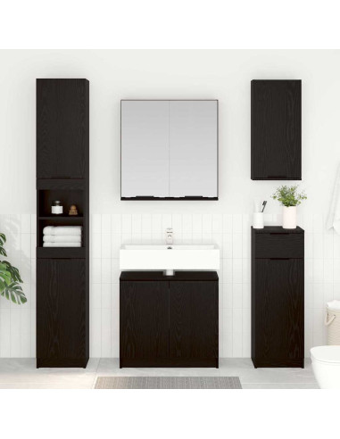 Set di Armadi da Bagno 2 pcs Rovere Nero Legno multistrato