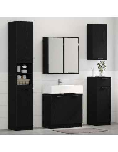 Set di mobili per il bagno 4 pcs Rovere Nero Legno multistrato