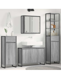 Set di mobili per il bagno Grigio Sonoma Legno multistrato