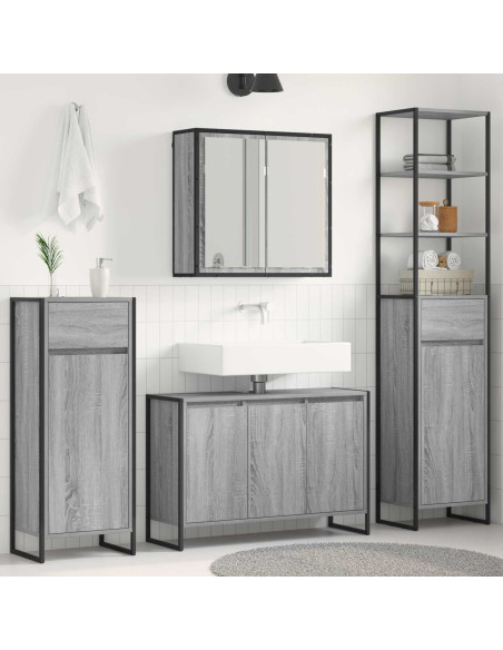 Set di mobili per il bagno Grigio Sonoma Legno multistrato