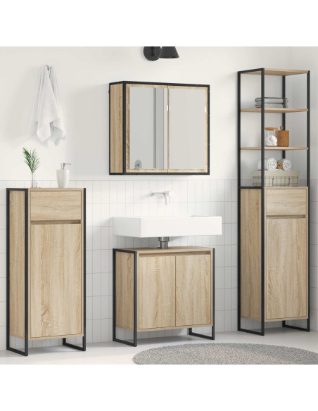 Set di mobili per il bagno Rovere Sonoma Legno multistrato