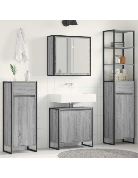 Set di mobili per il bagno Grigio Sonoma Legno multistrato
