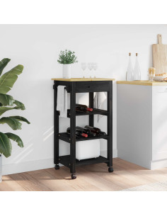 Carrello da Cucina Nero 88,5 x 40 x 48 cm
