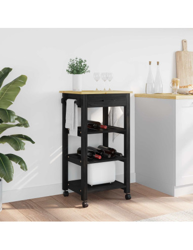 Carrello da Cucina Nero 88,5 x 40 x 48 cm