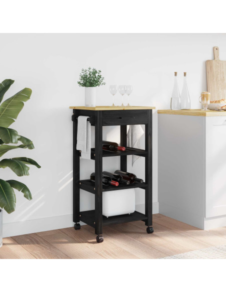 Carrello da Cucina Nero 88,5 x 40 x 48 cm