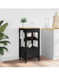 Carrello da Cucina Nero 88,5 x 40 x 48 cm