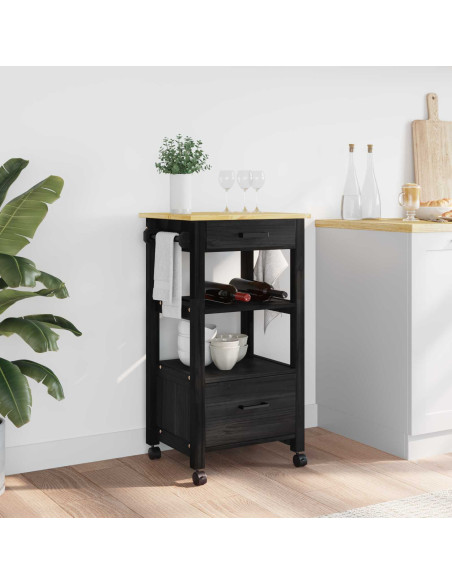 Carrello da Cucina Nero 88,5 x 40 x 48 cm