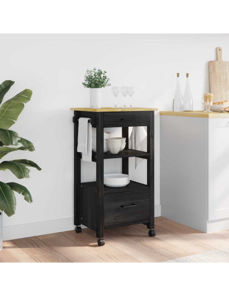 Carrello da Cucina Nero 88,5 x 40 x 48 cm