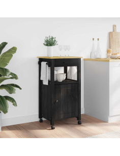 Carrello da Cucina Nero 88,5 x 40 x 48 cm