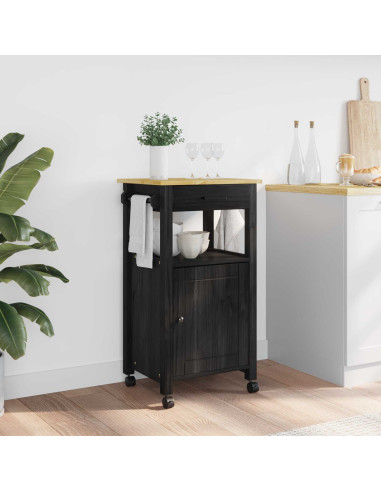 Carrello da Cucina Nero 88,5 x 40 x 48 cm