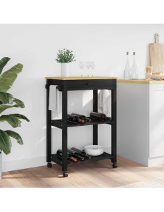 Carrello da Cucina Nero 88,5 x 40 x 60 cm