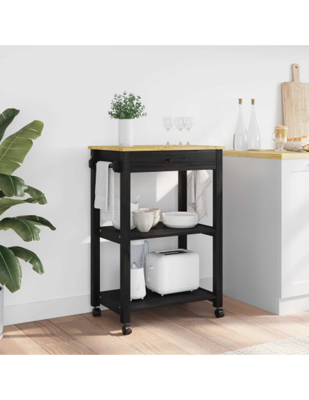 Carrello da Cucina Nero 88,5 x 40 x 60 cm