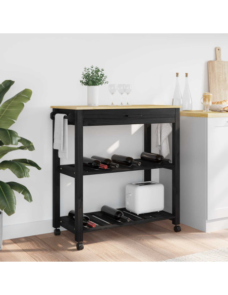 Carrello da Cucina Nero 88,5 x 40 x 84 cm