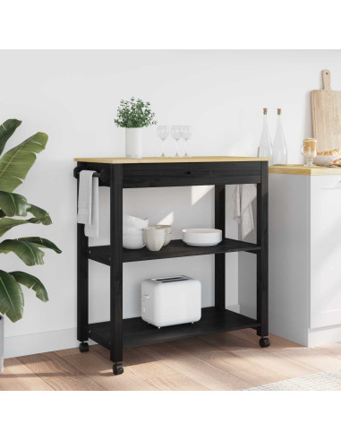 Carrello da Cucina Nero 88,5 x 40 x 48 cm