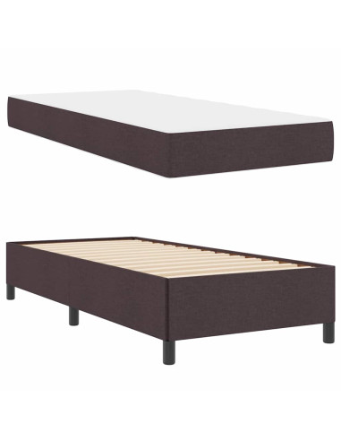 Letto a molle con materasso Marrone Scuro 90 x 190 cm Tessuto