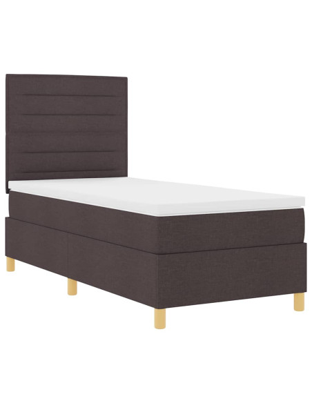 Letto a Sorgente LED Marrone Scuro 90 x 190 cm Tessuto