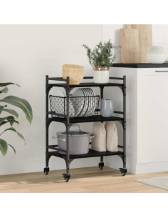 Carrello da Cucina Rovere Nero 50 x 35 x 75.5 cm