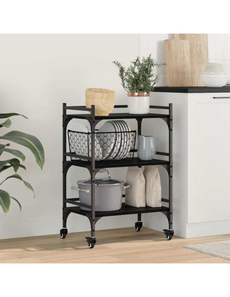 Carrello da Cucina Rovere Nero 50 x 35 x 75.5 cm