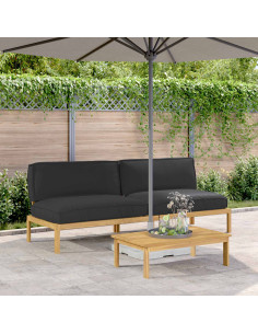 Set di divani Nero 240 x 92 x 69 cm Legno di Acacia Massello