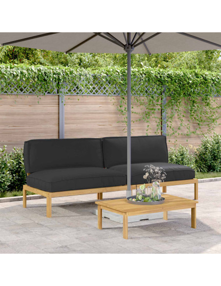 Set di divani Nero 240 x 92 x 69 cm Legno di Acacia Massello