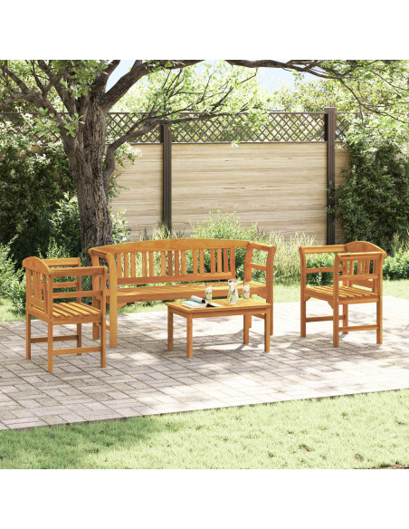 Set di Mobili 4 pcs Naturale Legno di Acacia Massello