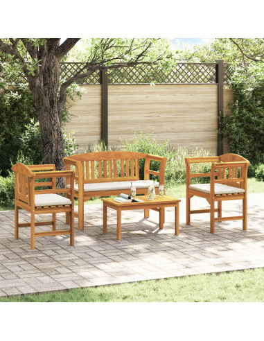 Set di Mobili 4 pcs Naturale Legno di Acacia Massello